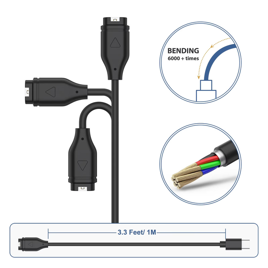 Garmin Uhren Ladegerät Kabel, USB-C, Schwarz, Unisex - Bild 2