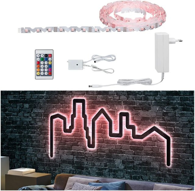Paulmann FlexLED RGB LED-Streifen-Basisset mit Netzteil, 5 m, Multicolor und Weiß - Bild 1