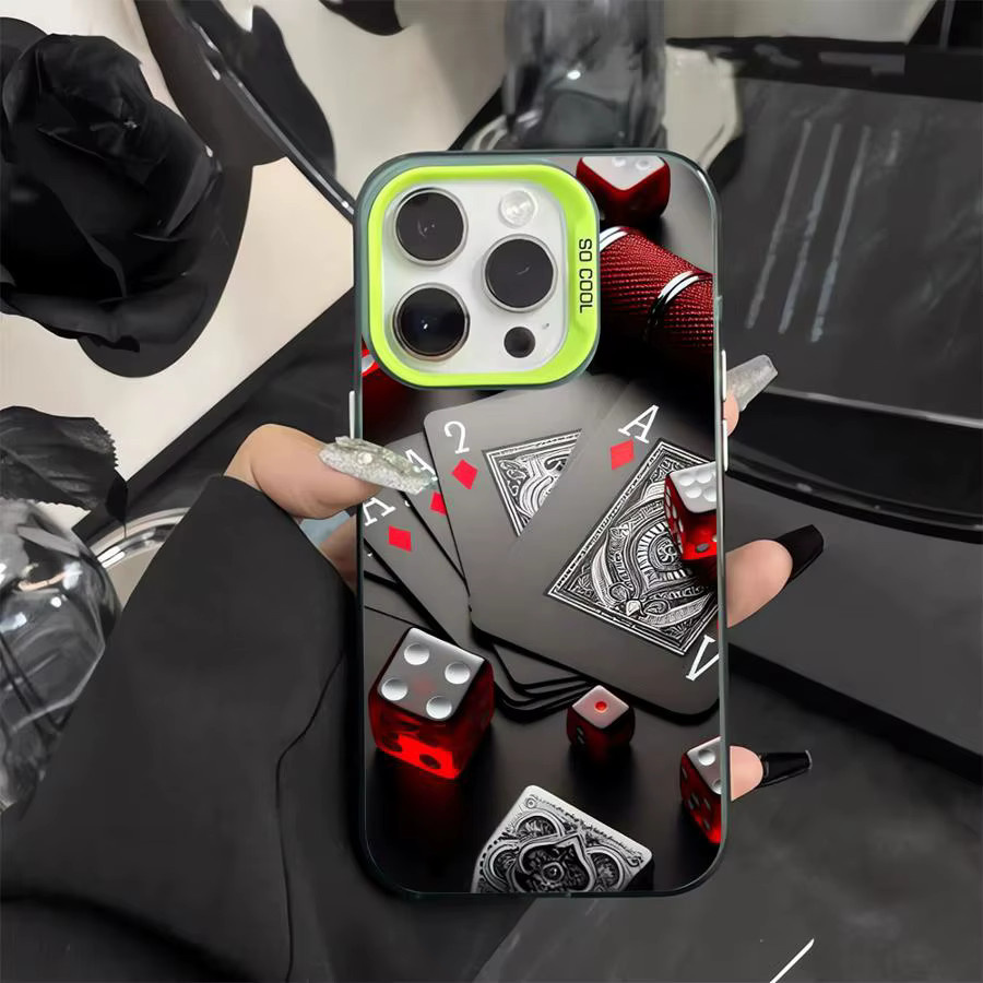 Handyhülle mit Poker Karten und Würfel Design für iPhone 11 12 13 14 15 16 Pro Max Plus und 16e Modelle - Bild 3