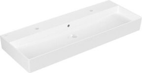 Villeroy & Boch Waschtisch Memento 2.0 in Weiß mit 2 Hahnlöchern und Überlauf, rechteckig, Breite: 120 cm, Tiefe: 47 cm