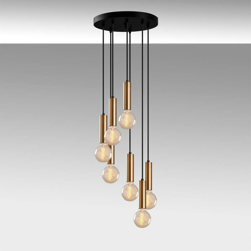 Opviq Pendelleuchte Tempo in Bronze aus Metall mit 7 E27 Fassungen, Höhe: 136 cm, Breite: 40 cm, Tiefe: 40 cm - Bild 4