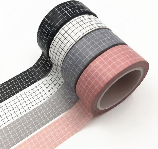 Dekoratives Washi-Klebeband aus japanischem Papier in Schwarz-Weiß für DIY-Planer und Bastelarbeiten, Länge: 10 m - Bild 1