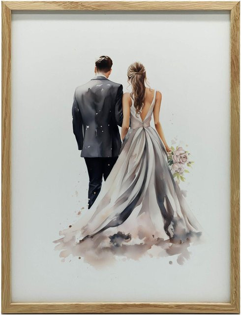 Auf dem Weg zur Liebe Wandbild von Marcin Zbijowski in Helle Eiche mit mattem Papier, B/H: 30 x 40 cm - Bild 1