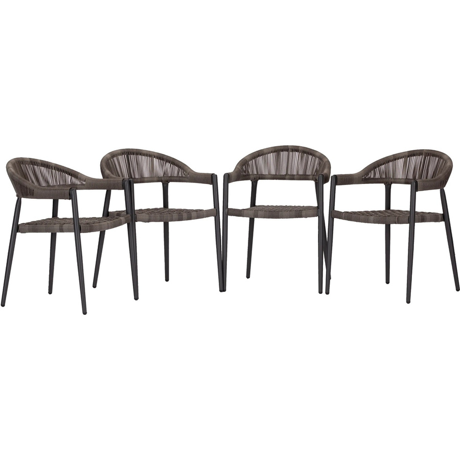 Acamp Set 4 Stapelsessel Brooklyn in Anthrazit mit Armlehnen und Rope-Design, H x B x T: 110 x 65 x 46 cm - Bild 2