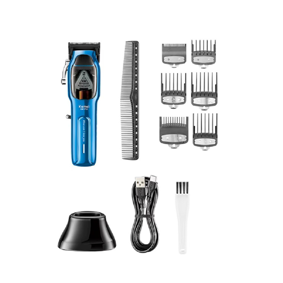 Kemei Professioneller Elektrischer Haarschneider KM-1763 mit Ladestation, Schwarz und Blau - Bild 5