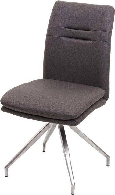 CHEFGASTRO Esszimmerstuhl Modern mit Stoffbezug und Edelstahlgestühl gebürstet in Grau-Braun, B/T/H: 90 x 47 x 60 cm, Sitzhöhe: 49 cm - Bild 1