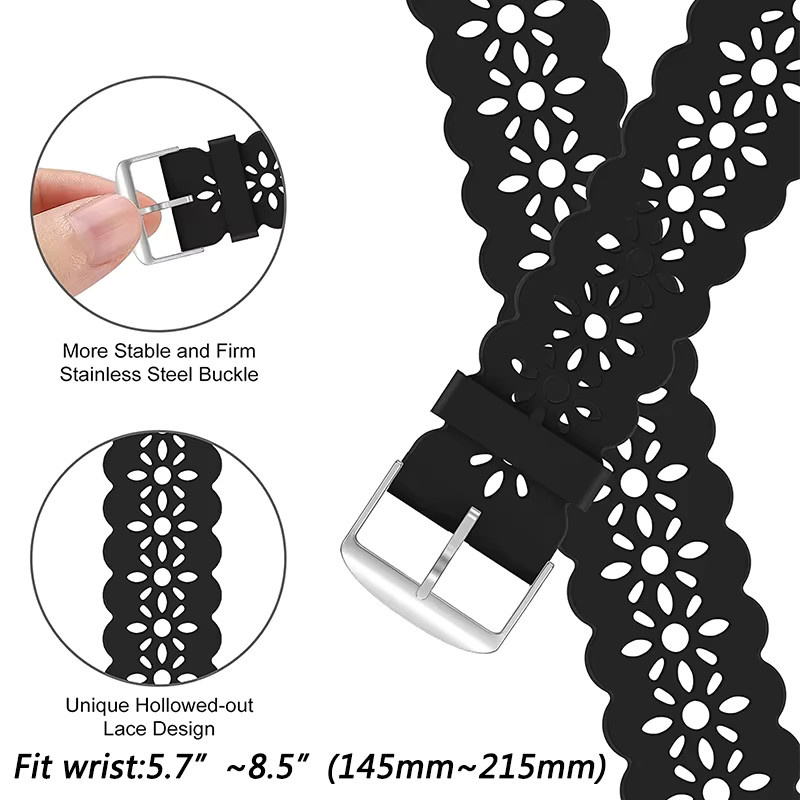 JBAILI Uhrenarmband Silikon, Schwarz, Unisex - Bild 2