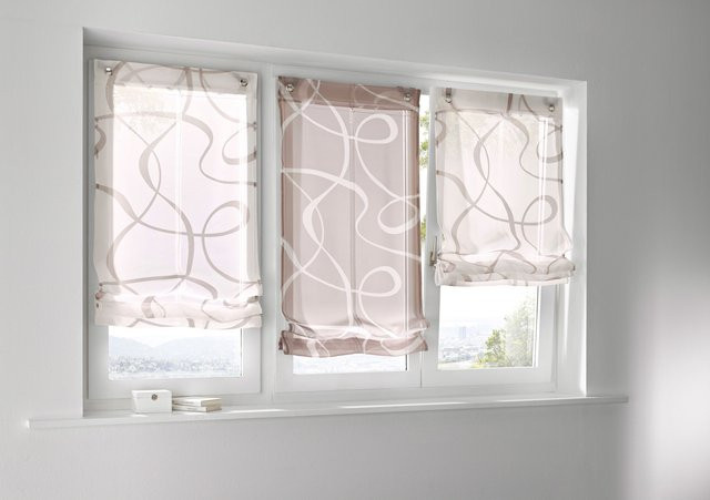 Raffrollo Heine Home Voile in Beige, semi-transparent mit Grafikdesign, Breite: 140 cm, Höhe: 45 cm - Bild 1