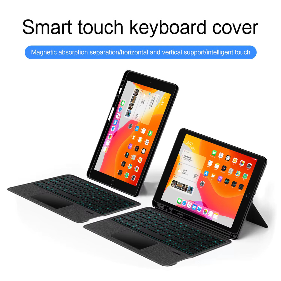 LFOIQN Tastaturhülle für iPad 10,2 Zoll (7., 8. und 9. Generation), iPad Air 3 und iPad Pro 10,5 Zoll, magnetisches Smart Cover mit Hintergrundbeleuchtung in Schwarz - Bild 3