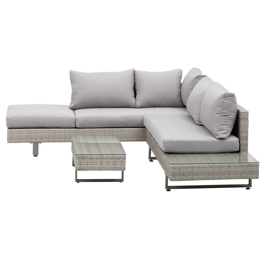 Outsunny 3-tlg. Polyrattan Gartenmöbelset mit Polsterung in Grau - Bild 3