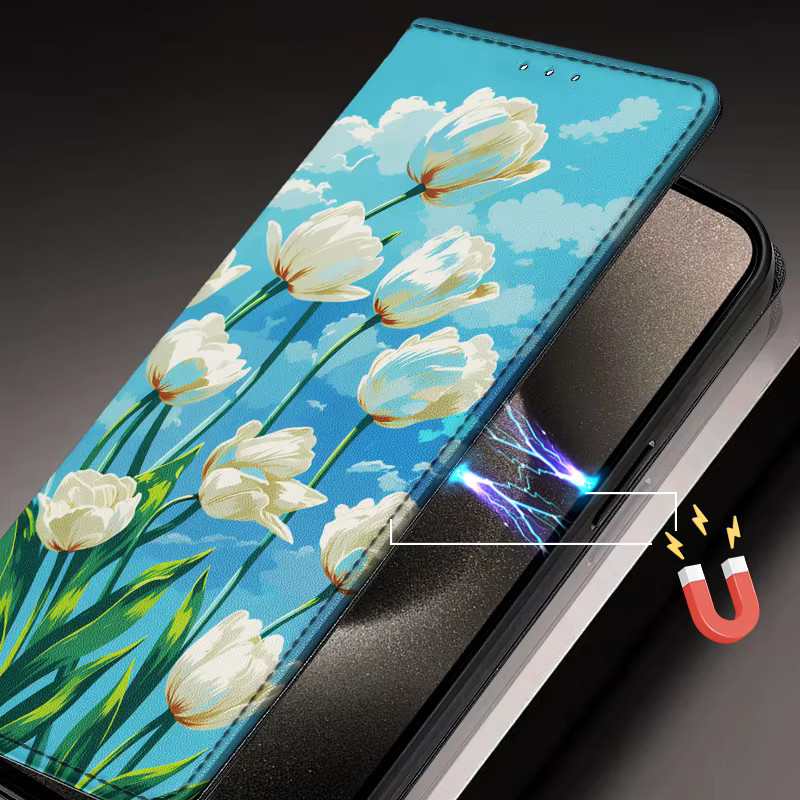 Modische Mini-Geldbörse Handyhülle aus PU-Leder für Samsung Galaxy S5 bis S26 Edge 5G FE Flip Ultra Plus in Lila oder Mehrfarbig mit Magnetverschluss - Bild 4