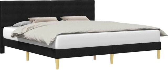 vidaXL Bettrahmen mit Kopfteil in Schwarz aus Stoff mit Maßen B: 200 cm, H: 100 cm, T: 202 cm - Bild 1