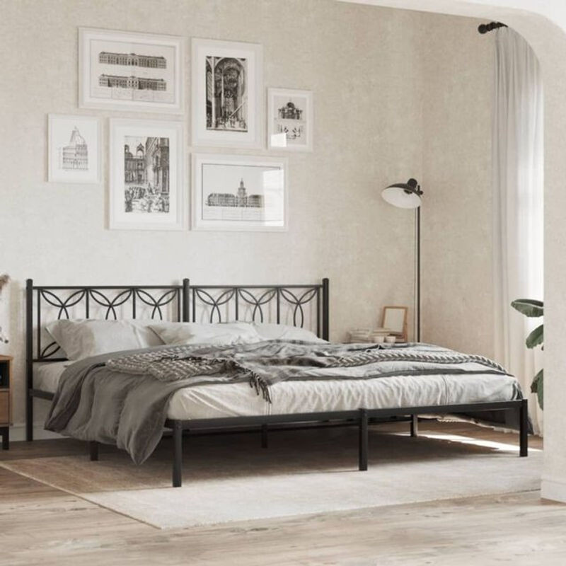Vidaxl Metallbett im Industrial Design mit Kopfteil, Schwarz, B: 193 cm, T: 203 cm - Bild 1