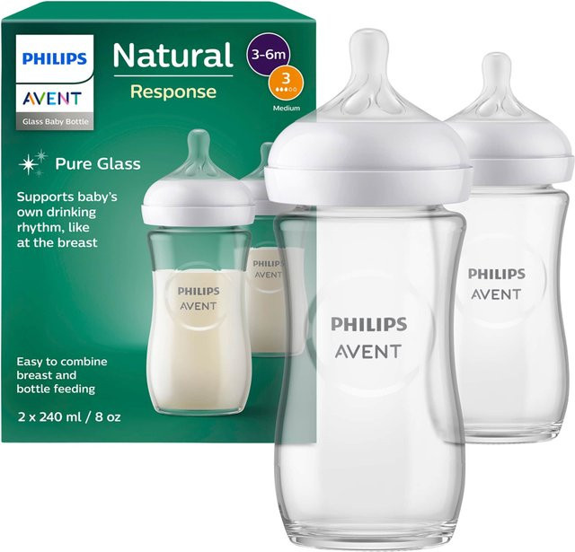 Philips Avent Natural Response Babyflaschen aus Glas im 2er-Pack, 240 ml, transparent - Bild 1