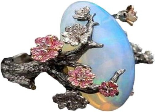 Talos Trinket Fingerring, Vintage, Bicolor, Kristall, Damen, US 8 - Bild 1