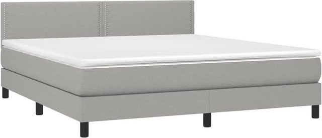 vidaXL Boxspringbett mit Matratze in Hellgrau, Hybridbett mit LED-Unterbettbeleuchtung und USB-Ladeport, B/T: 180 x 200 cm - Bild 1