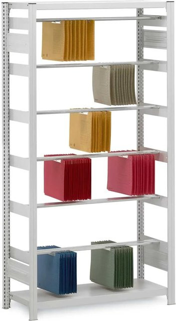PROREGAL Pendelhefterregal Einseitiges Stecksystem mit T-Profil, Verzinkt, H x B x T: 200 x 100 x 40 cm, 6 Ebenen, Fachlast 40 kg - Bild 1