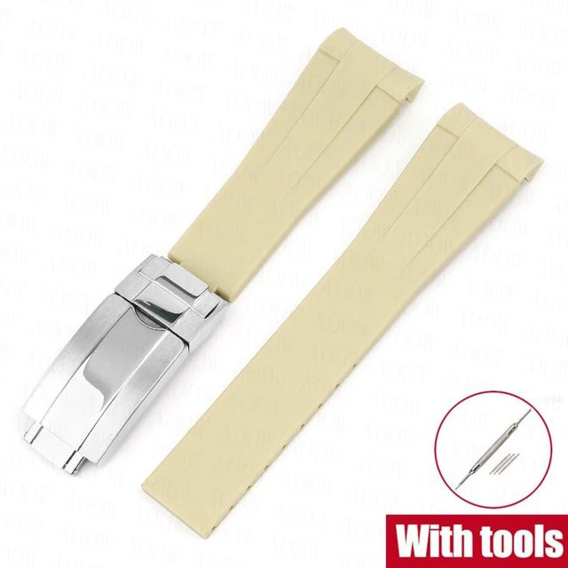 PINSENDA Uhrenarmband, Silikon, Edelstahl, 20 mm, khaki, Unisex - Bild 1