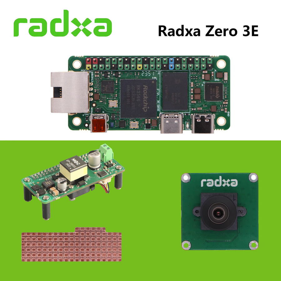 Radxa ZERO 3E Entwicklungsboard mit RK3566 4-Kern-CPU, GPU, NPU, HDMI 1080P und Gigabit-Ethernet in Grün - Bild 2