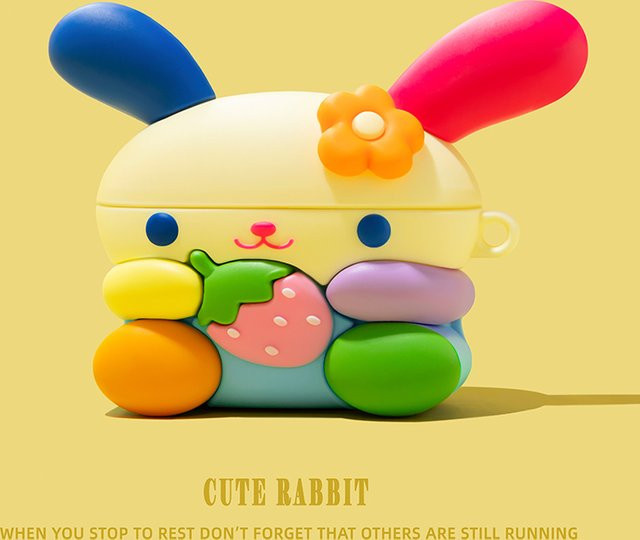 Sanrio Silikon Schutzhülle für Apple AirPods 1 2 3 4 Pro in Regenbogen-Kaninchen-Design, Mehrfarbig - Bild 1