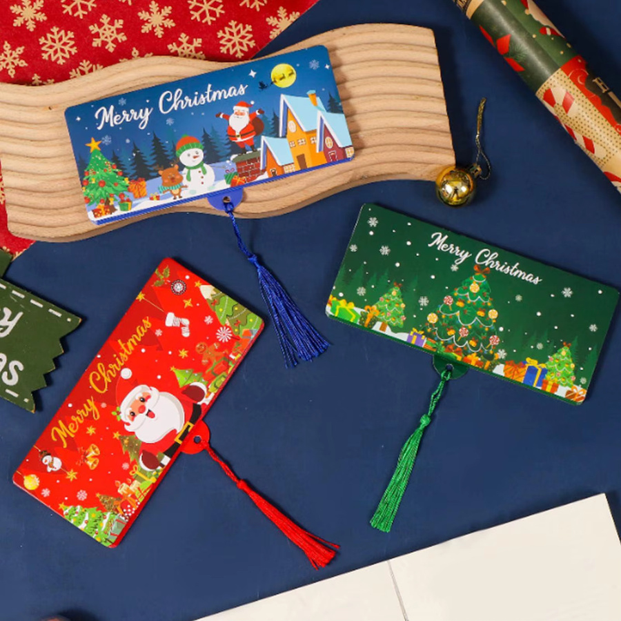 Festlicher Weihnachtsmann Geldkartenumschlag in Rot mit Quaste als faltbarer Geldhalter für Kinder und Partys - Bild 4