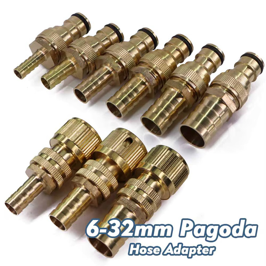 Messing-Schlauchtülle Adapter mit 16 mm Schnellkupplung für die Gartenbewässerung und Rohrverbindung in Gold und Silber - Bild 2