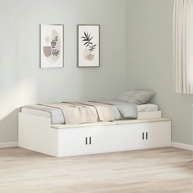 Modernes Funktionsbett mit Stauraum von vidaXL in Weiß aus Holzwerkstoff B/T/H: 90 x 190 cm - Bild 1