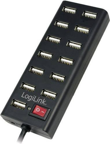 LogiLink USB 2.0 Hub mit 13 USB-A Ports und Ein-/Ausschalter, Schwarz, UA0126 - Bild 1