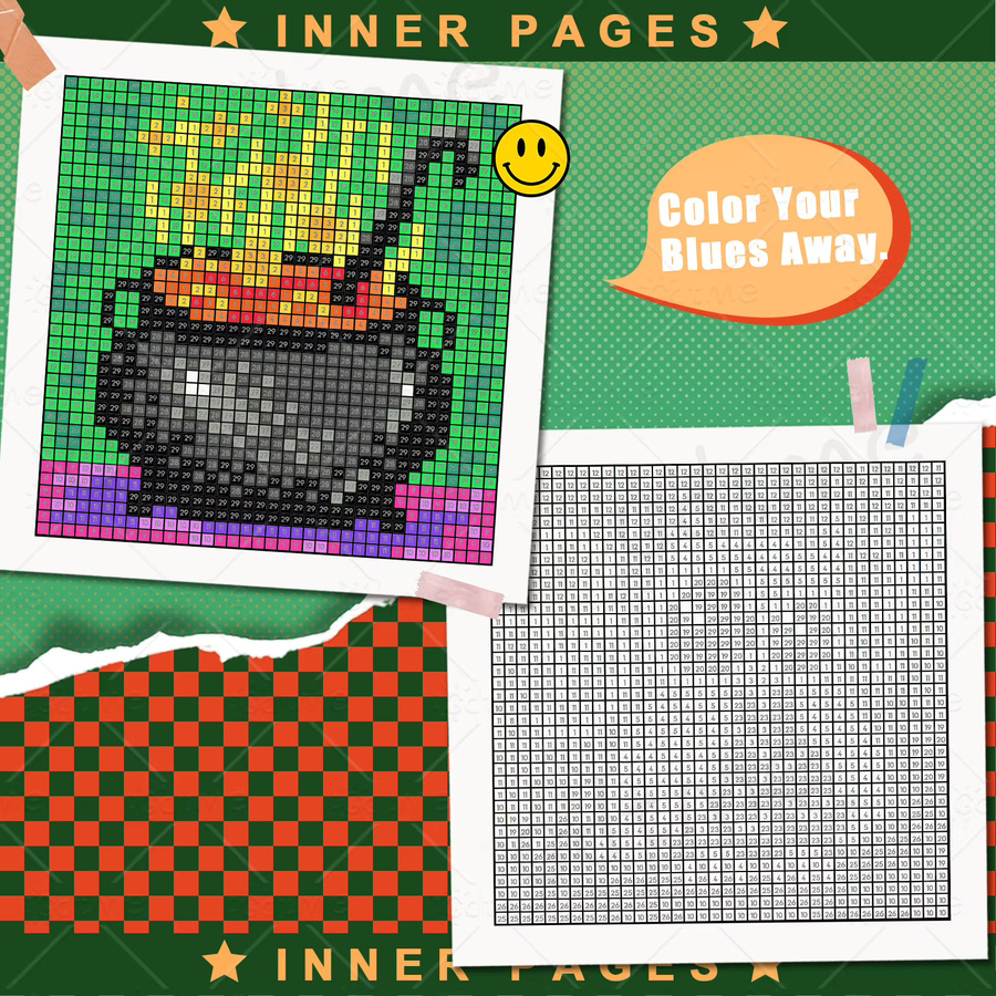 Zahlen-Puzzle Malen nach Zahlen Malbuch mit handgezeichneten Graffiti-Motiven in Multicolor - Bild 3