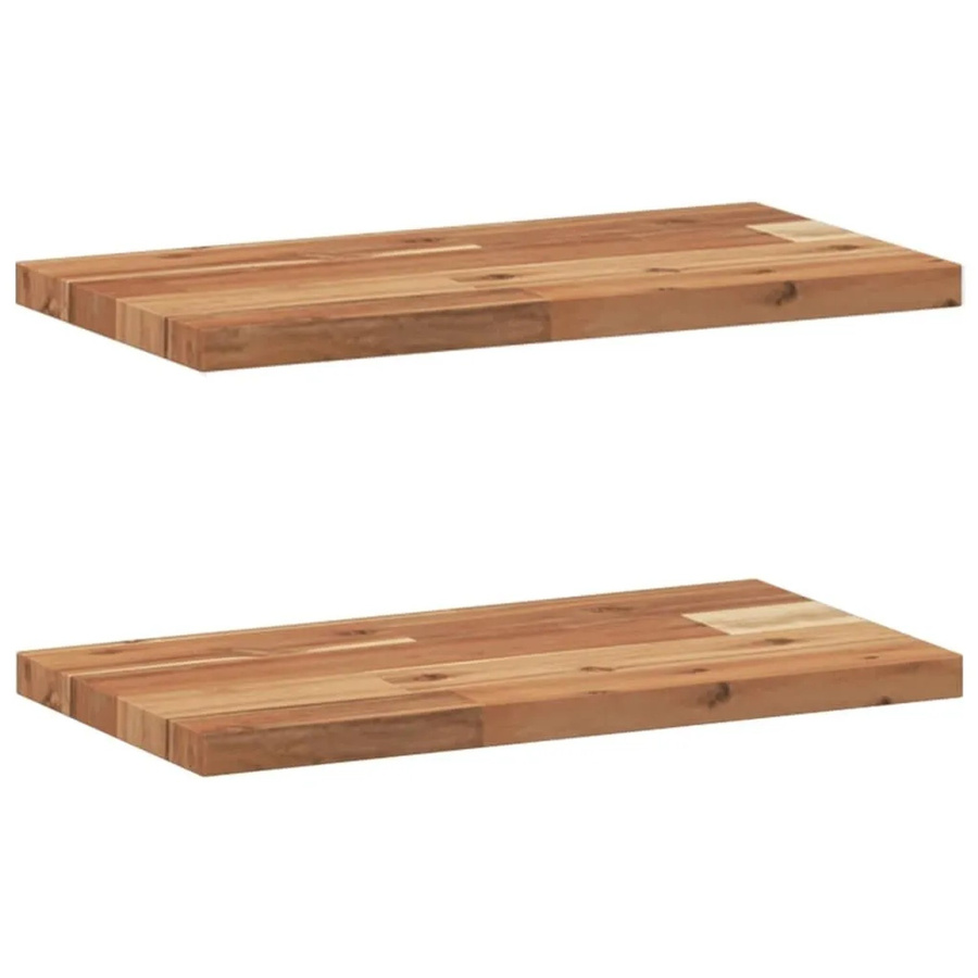 vidaXL Schweberegale Set aus Akazien-Massivholz, 2 Stück, Braun, B: 60 cm, T: 20 cm, H: 2 cm - Bild 2