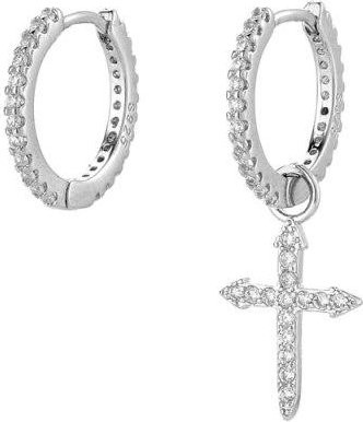 Creolen 925 Silber, Zirkonia, Weiß, Unisex - Bild 1