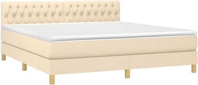vidaXL Boxspringbett mit Matratze in Beige mit LED-Unterbettbeleuchtung und USB-Ladeanschluss, B/T/H: 180 x 200 cm - Bild 1