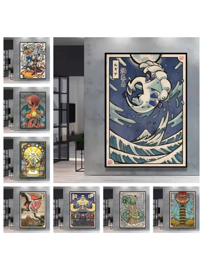 KAYOU Pokemon Lugia Leinwand-Kunstwerk, modernes Cartoon-Charakterbild als Wanddekoration, mehrfarbig - Bild 3
