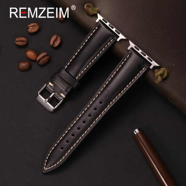 REMZEIM Uhrenarmband Rindsleder, Schwarz, Herren - Bild 1