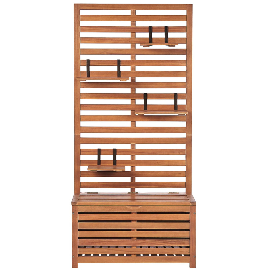 Beliani Gartenbank aus Akazienholz und Metall in hellem Holzfarbton, B/T/H: 170 x 80 x 40 cm - Bild 2