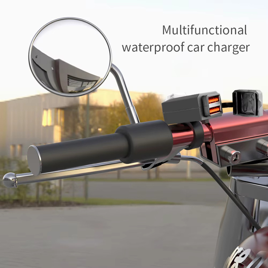 Multifunktions Motorrad Ladegerät mit Dual USB Adapter 12-24V, Wasserdicht und Staubdicht, Schwarz - Bild 3