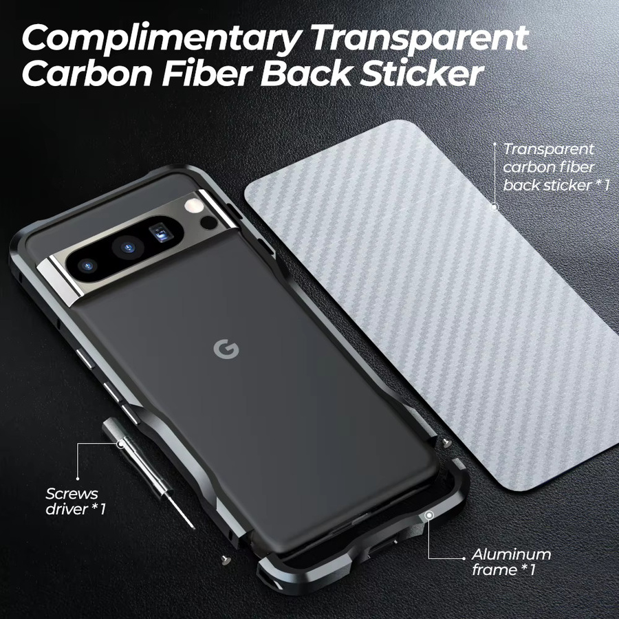 Luxus Aluminium Bumper Schutzhülle für Google Pixel 8 Pro und Pixel 8 mit Kameraobjektiv-Schutz in Schwarz oder Rot - Bild 2