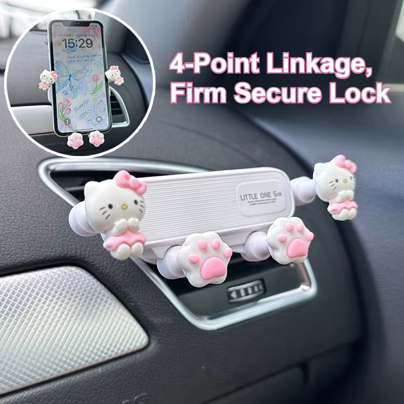 Sanrio Hello Kitty Autohandyhalterung mit Schwerkraftsensor für den Lüftungsschlitz in Weiß - Bild 2