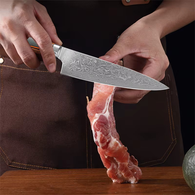 JYi Damaskus Stahl Chefmesser mit Holzgriff in Rot - Bild 4