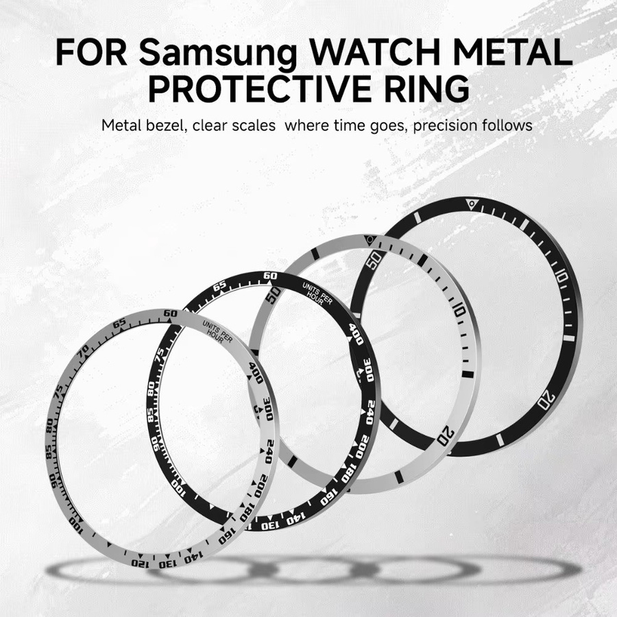 CAOWTAN Edelstahl Lünettenring Schutzhülle für Samsung Galaxy Watch 8 44 mm und 40 mm in Silber - Bild 3