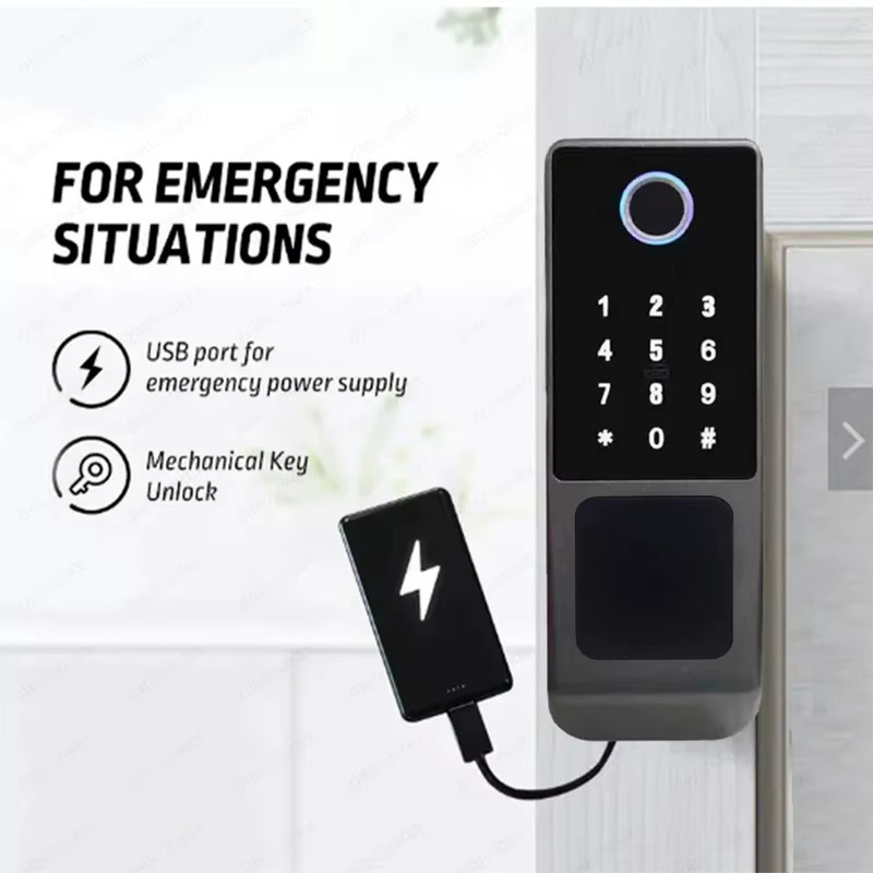 Tuya WiFi Smart Lock für den Außenbereich mit doppelseitigem Fingerabdrucksensor, IP66 wasserdicht, Passcode, RFID-Karte und App-Steuerung in Schwarz - Bild 5