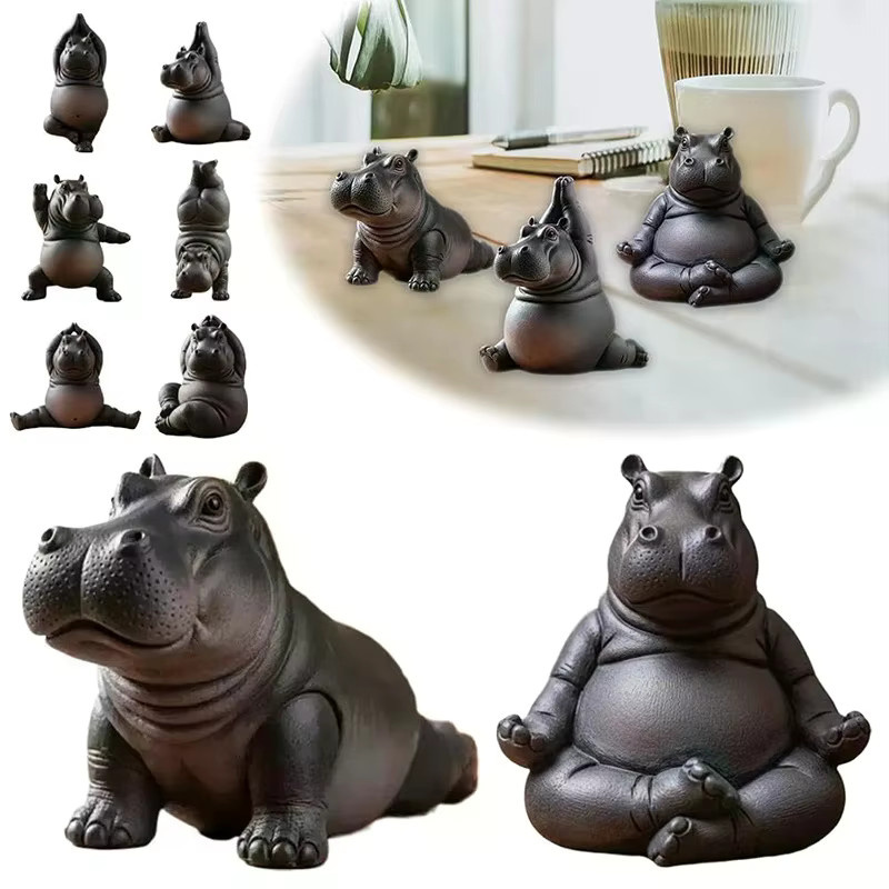 Handgefertigte Yoga Master Nilpferd Statue aus Harz von JETTING für deine Meditation und Dekoration zu Hause - Bild 3