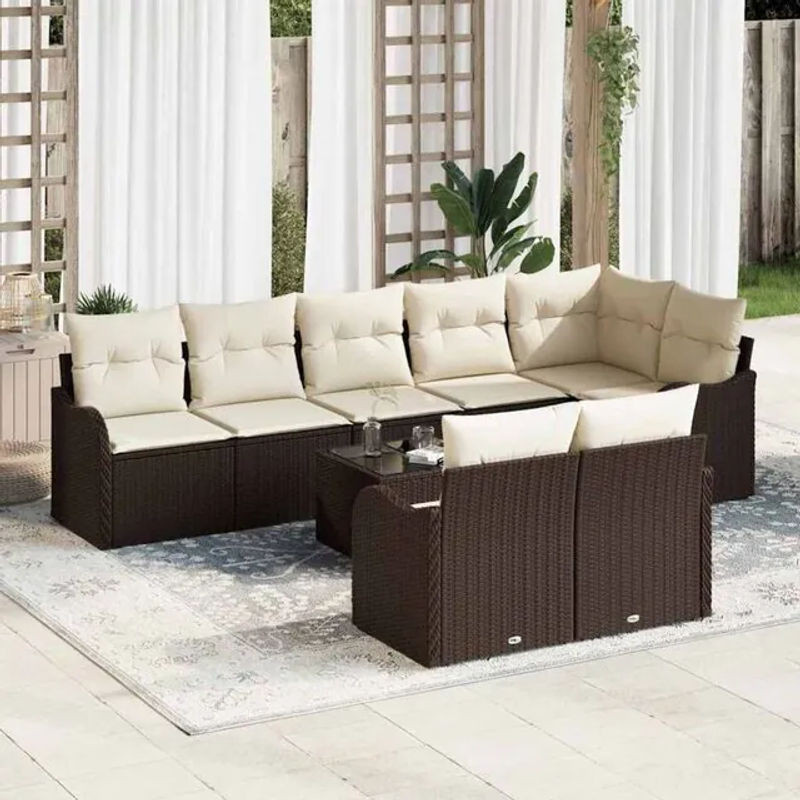 Vidaxl Garten-Sofa-Set aus Polyrattan mit 9 Kissen in Braun - Bild 1