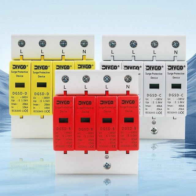 DIY GO AC SPD 4P Haus Blitz Überspannungsschutz 3P+N 385V für Solar PV und Niederspannungs-Ableitergerät - Bild 1