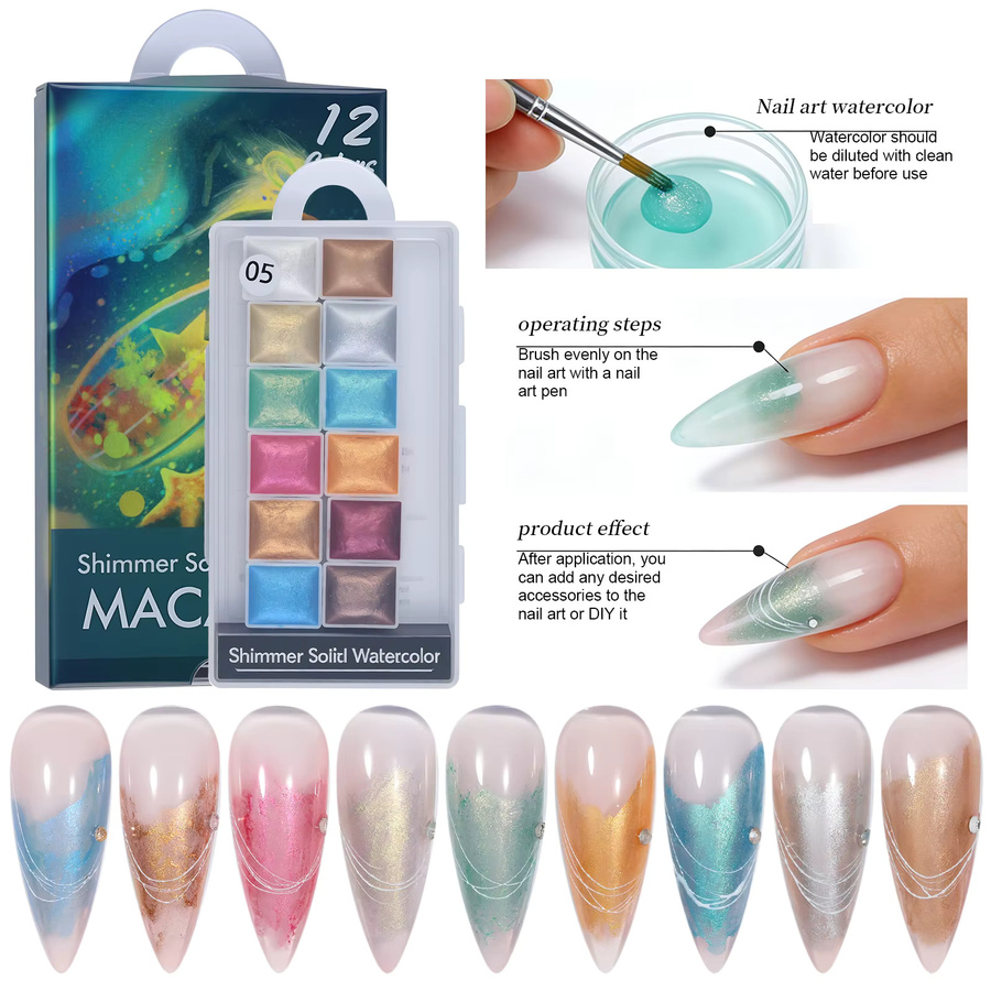 Misscheering Nagelpalette, 03, Schimmernd, Metallische Aquarellfarbe - Bild 3