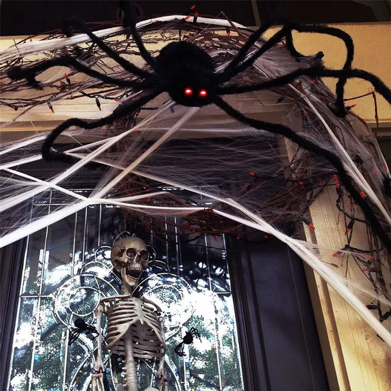 TOMTOP JMS Riesige Halloween Spinne Dekoration in Schwarz, 200 cm verstellbare hängende Simulations-Spinne - Bild 7