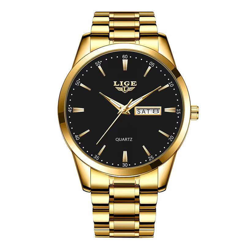 LIGE Armbanduhr Quarz, Edelstahl, Schwarz, Herren - Bild 7