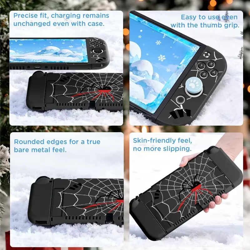 Weihnachtliche Schutzhülle für Nintendo Switch NS und OLED in Weiß, sturzsichere und abnehmbare TPU-Schale, 1-teilig - Bild 4