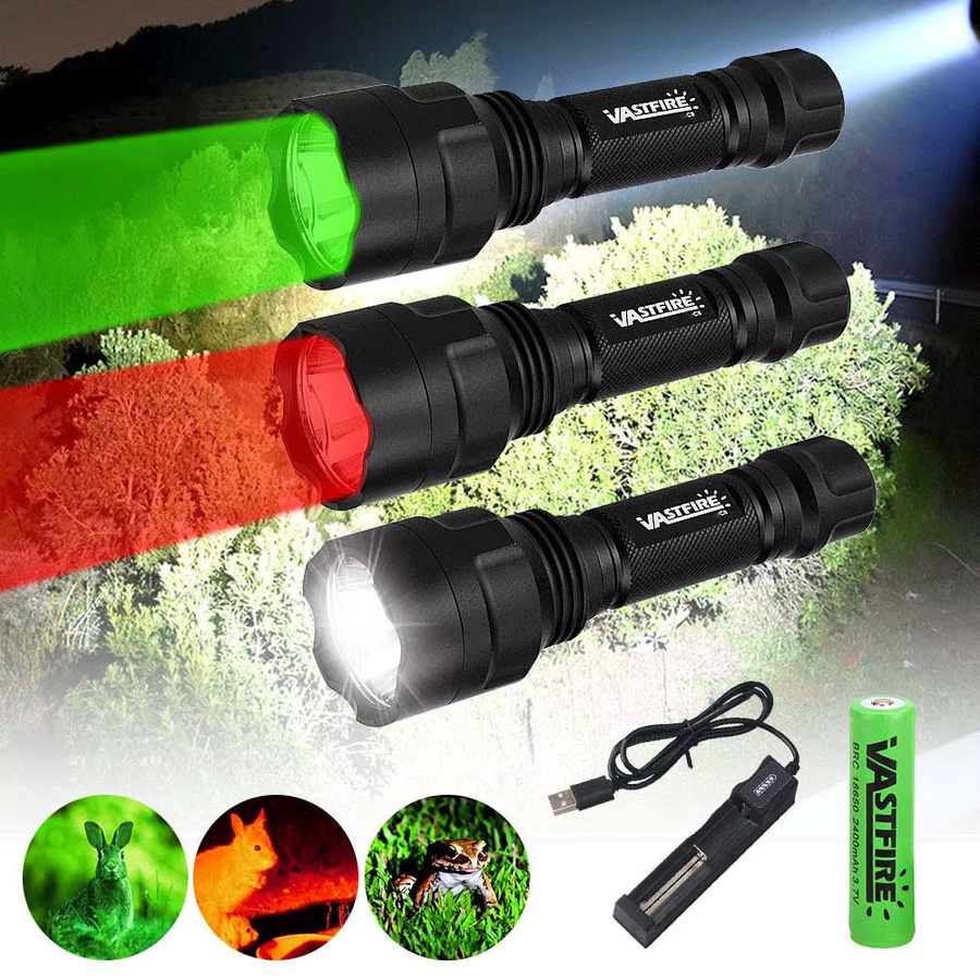 VASTFIRE Taktische LED-Jagdtaschenlampe C8 mit Fernschalter und Infrarot-Visier in Grün, Rot und Weiß - Bild 2