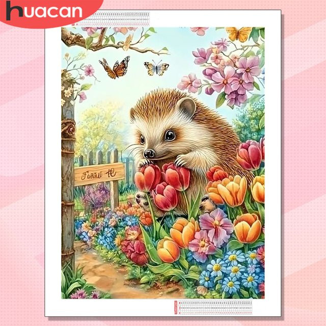 HUACAN Diamant-Mosaik-Gemälde Igel Motiv in Mehrfarbig für deine Wanddekoration - Bild 1